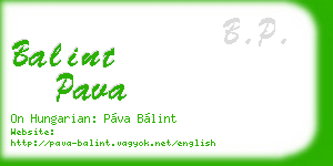 balint pava business card